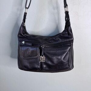 Giani Bernini Crossbody Bag Purse Handbag Black Nappa Leather Crescent Hobo